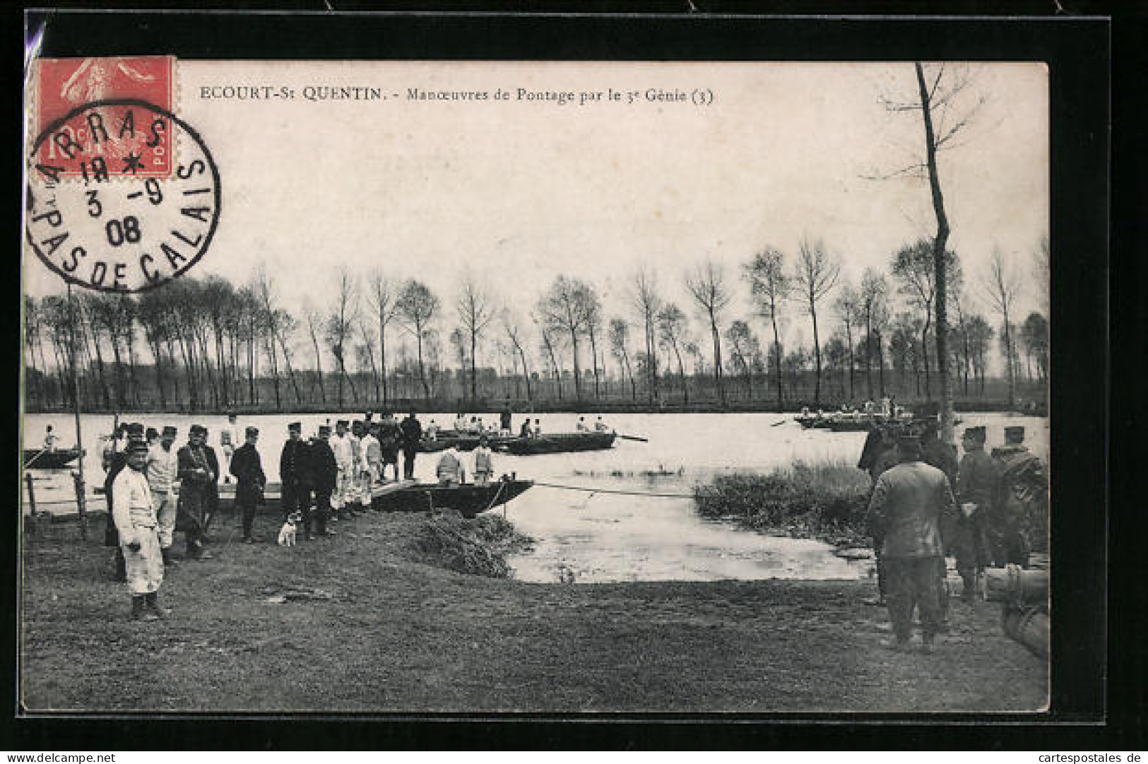 CPA Ecourt-St Quentin, Manoeuvres De Pontage Par Le 3. Genie  - Altri & Non Classificati