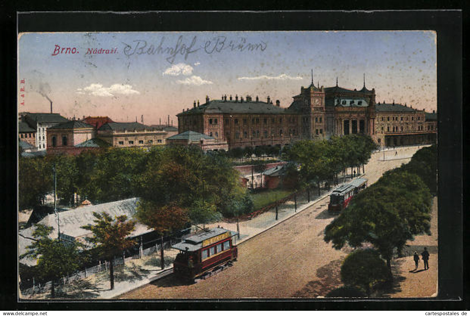 AK Brünn / Brno, Nádrazí, Blick Zum Bahnhof, Strassenbahn  - Tschechische Republik