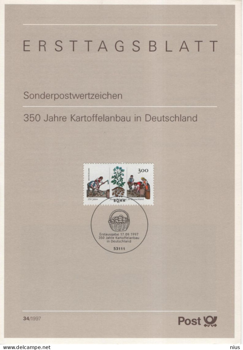 Germany Deutschland 1997-34 350 Jahre Kartoffelanbau In Deutschland, Potato Cultivation, Canceled In Bonn - 1974-1980