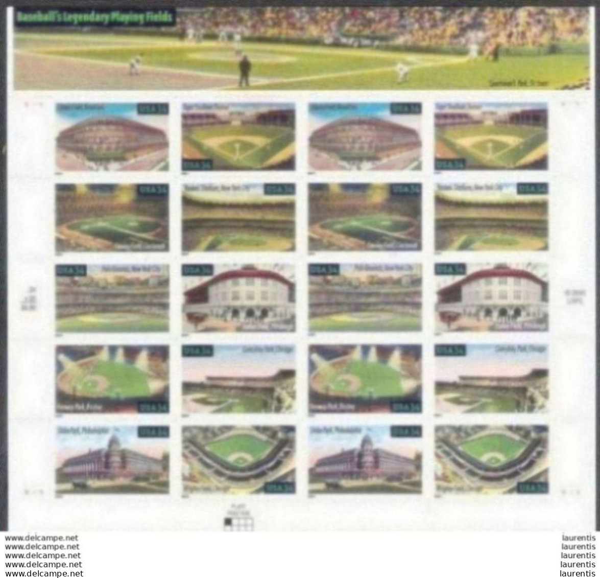 1258  Baseball - USA - 20 X 34c Sheet - MNH - 6,95 - Honkbal