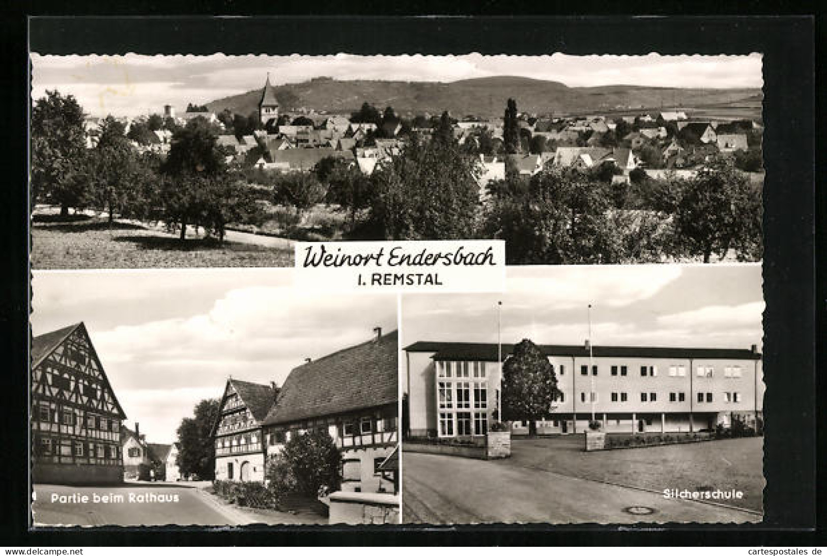 AK Endersbach I. Remstal, Ortsansicht, Partie Beim Rathaus, Silcherschule  - Sonstige & Ohne Zuordnung