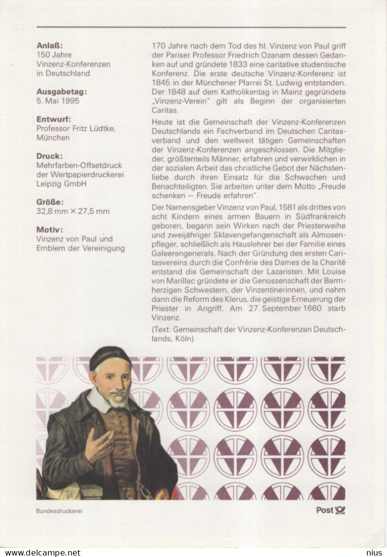 Germany Deutschland 1995-16 100 Jahre Vinzenz-Konferenzen Vinzenzkonferenzen In Deutschland, Canceled In Bonn - 1991-2000