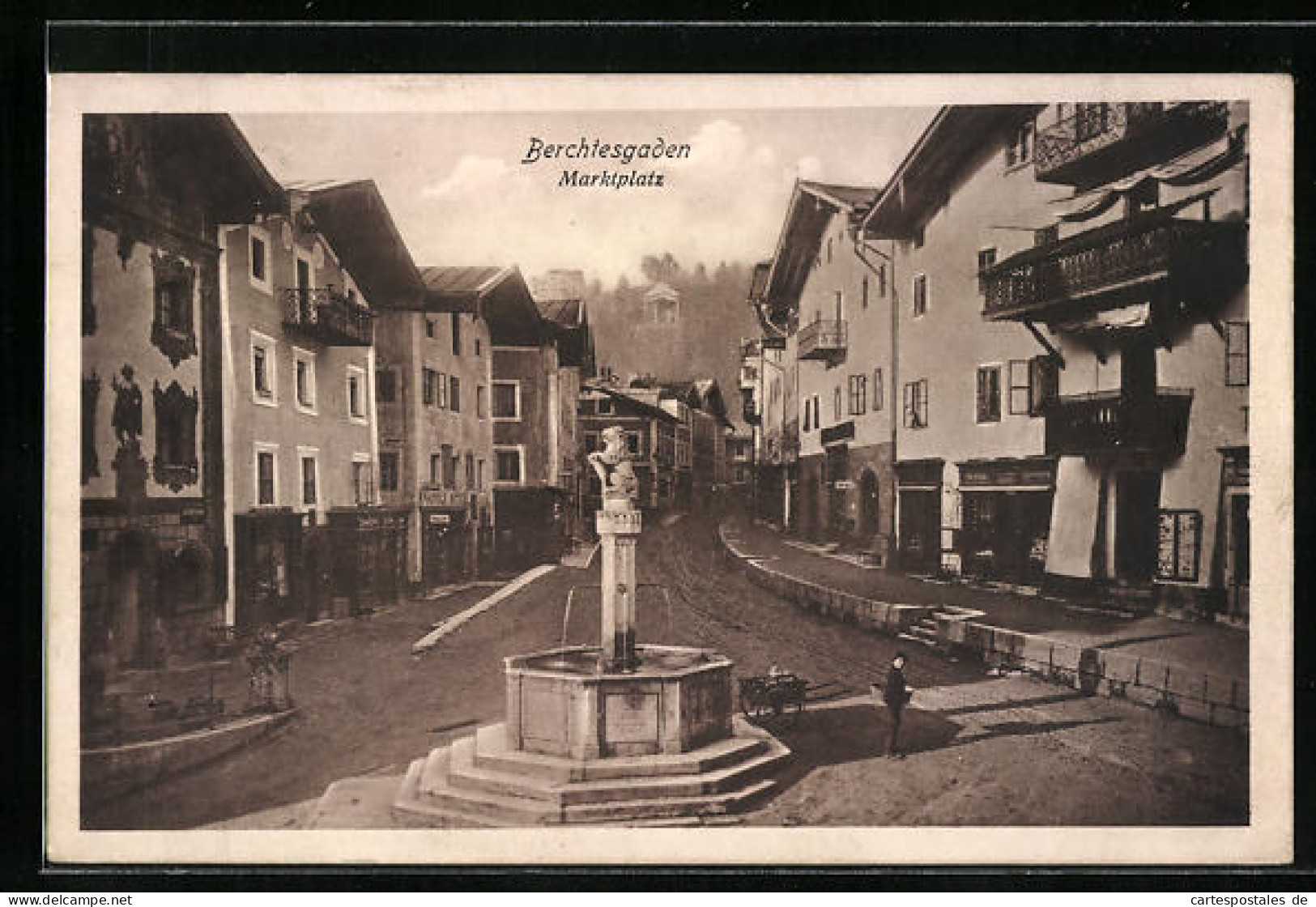 AK Berchtesgaden, Marktplatz Mit Geschäften Und Brunnen  - Berchtesgaden