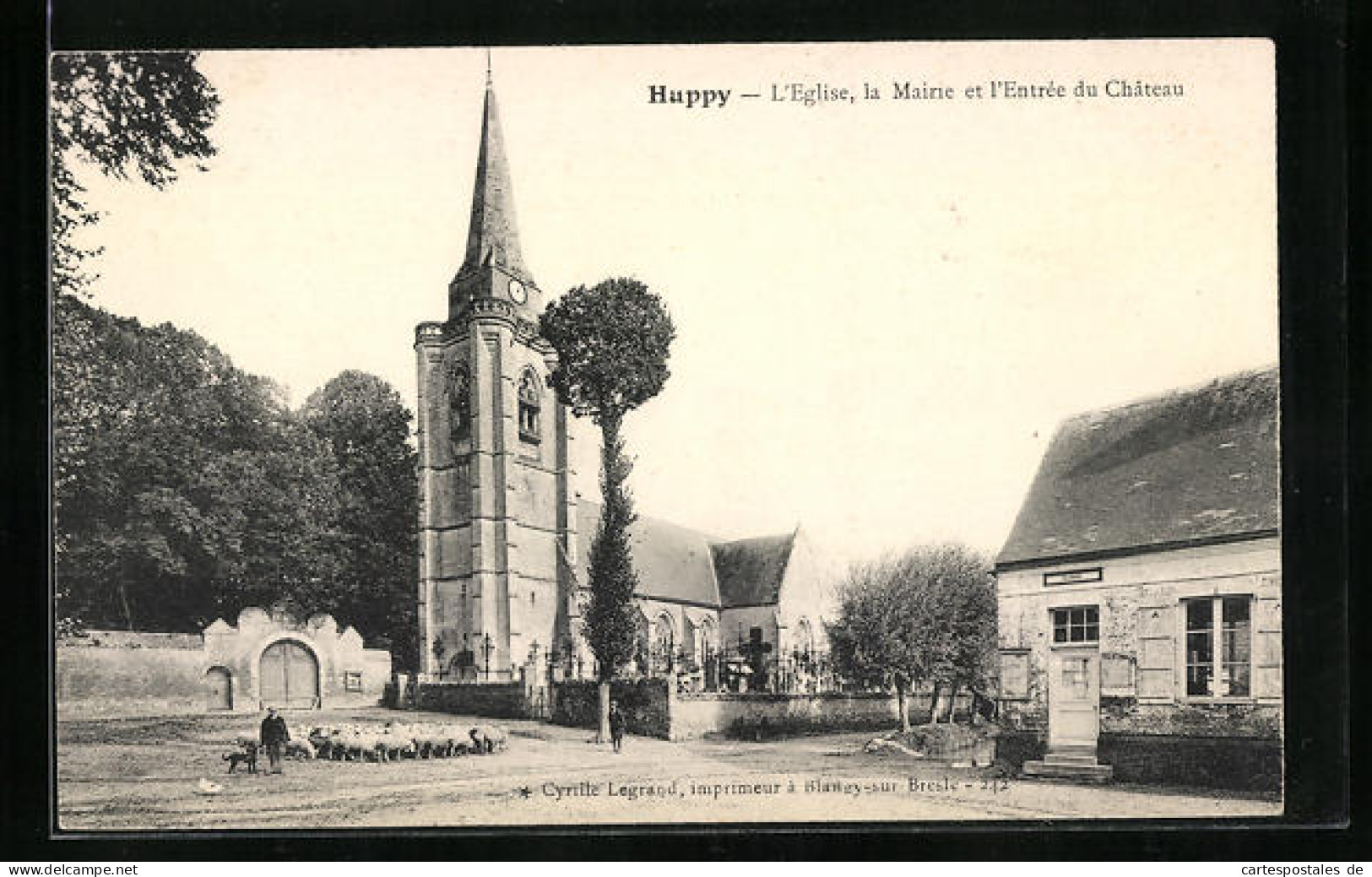 CPA Huppy, L`Eglise, La Mairie Et L`Entrée Du Château  - Altri & Non Classificati