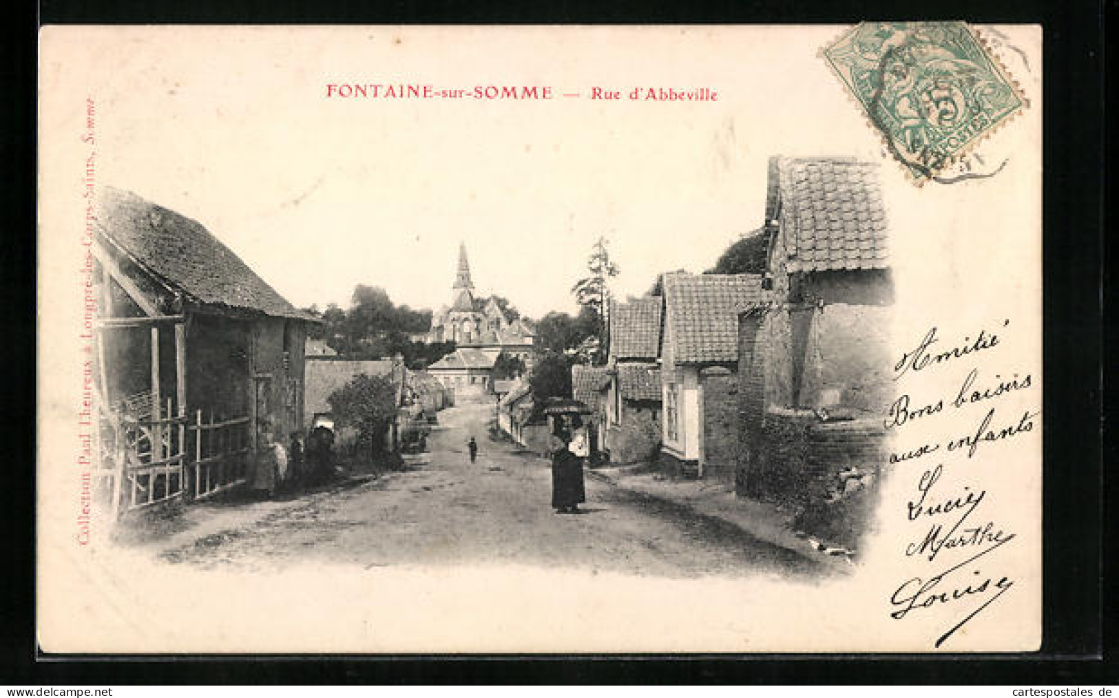 CPA Fontaine-sur-Somme, Rue D`Abbeville, Vue De La Rue  - Abbeville