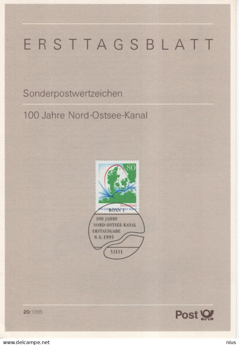 Germany Deutschland 1995-20 100 Jahre Nord-Ostsee-Kanal, Canceled In Bonn - 1991-2000