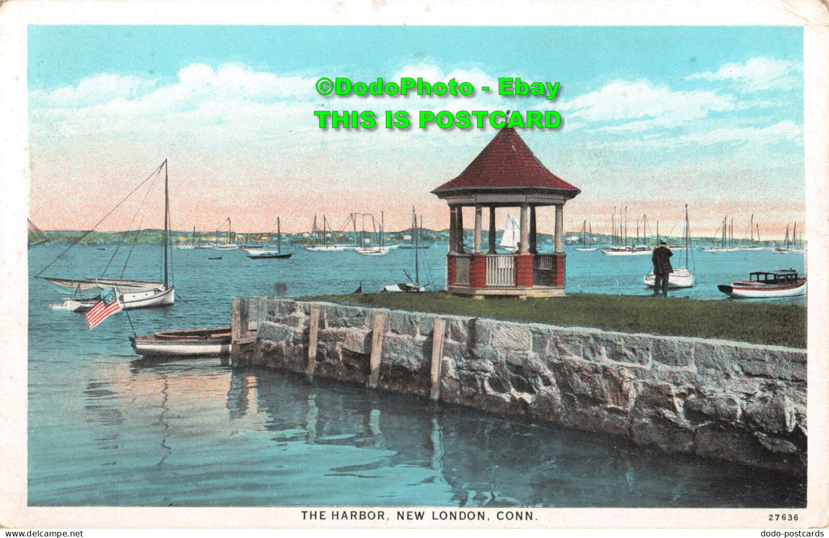R346624 Conn. New London. The Harbor. C. T. American Art Colored - Other & Unclassified