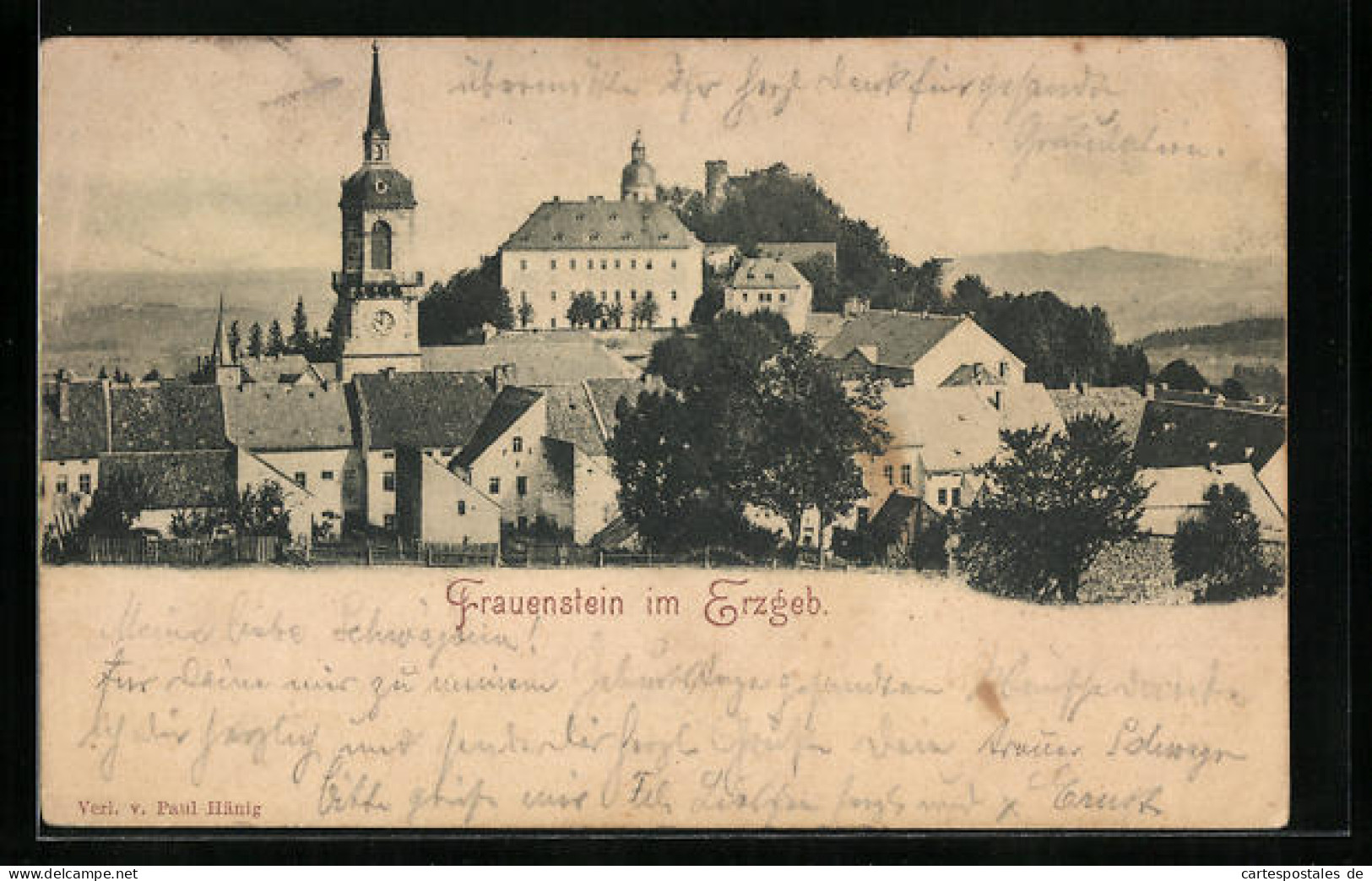 AK Frauenstein I. Erzgebirge, Blick Auf Die Kirche Im Ort  - Frauenstein (Erzgeb.)