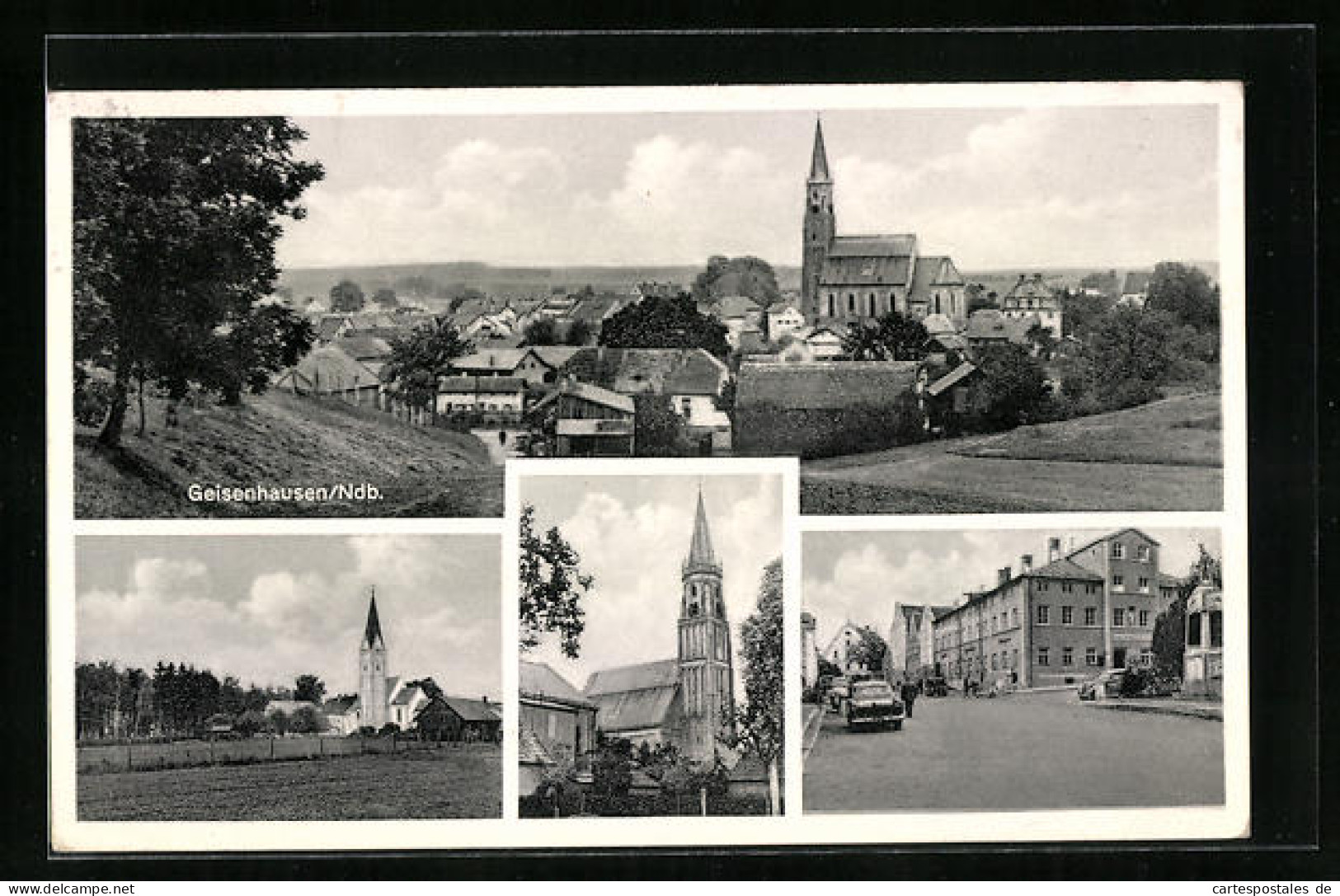 AK Geisenhausen /Ndb., Strassenpartie Mit Gebäudeansicht, Kirche, Ortspartie  - Sonstige & Ohne Zuordnung