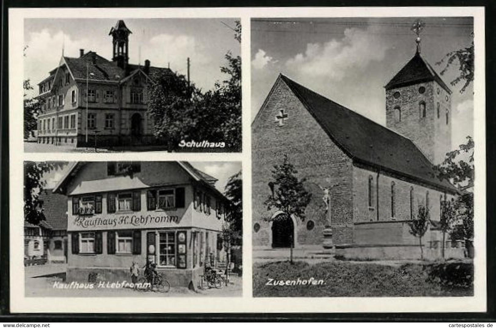 AK Zusenhofen, Kaufhaus H. Lebfromm, Kirche, Schulhaus  - Autres & Non Classés