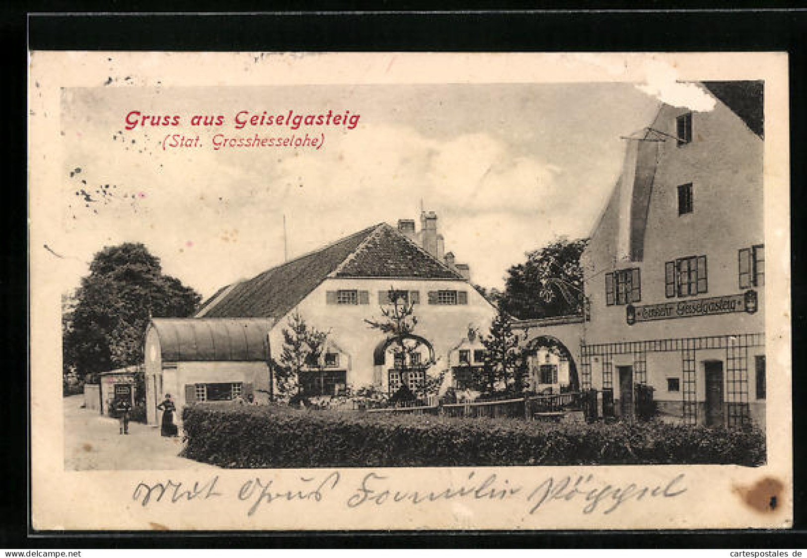 AK Geiselgasteig, Strassenpartie Mit Gasthaus Einkehr Geiselgasteig  - Altri & Non Classificati