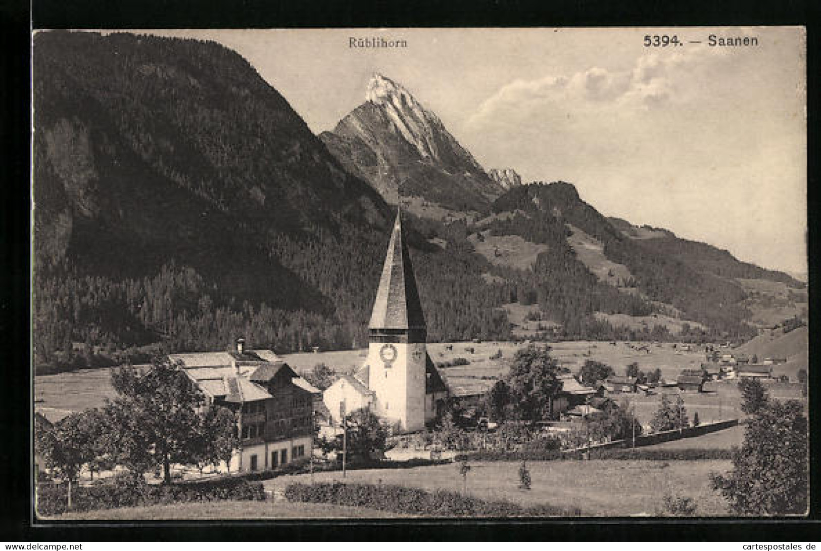 AK Saanen, Ortspartie Mit Kirche Und Rüblihorn  - Sonstige & Ohne Zuordnung