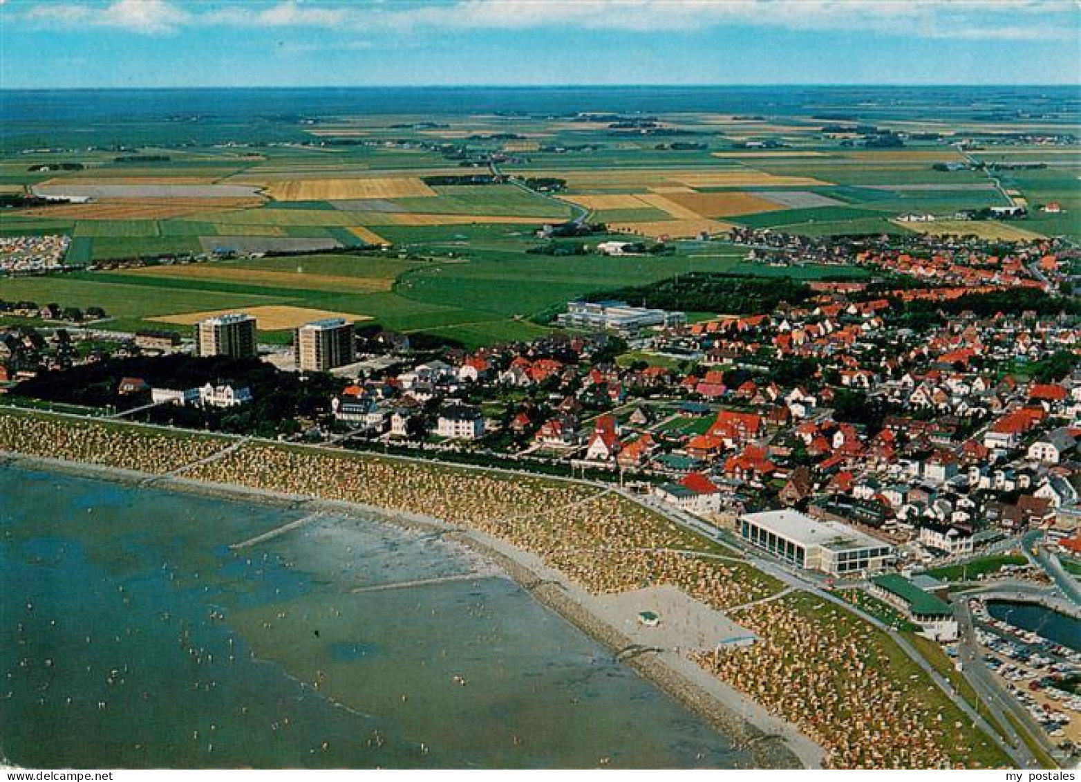 73903910 Buesum Nordseebad Korbstrand Und Ort Fliegeraufnahme - Büsum