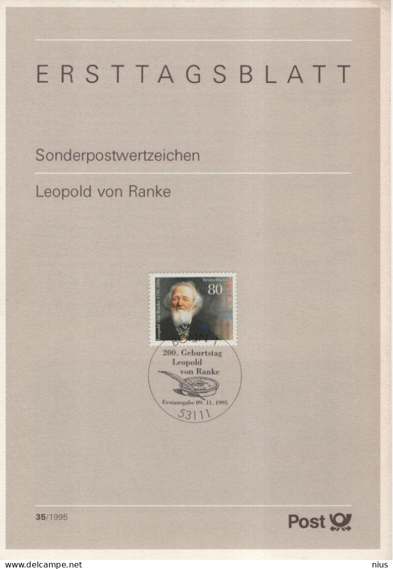 Germany Deutschland 1995-35 Leopold Von Ranke, German Historian Deutscher Historiker Historiograph, Canceled In Bonn - 1991-2000