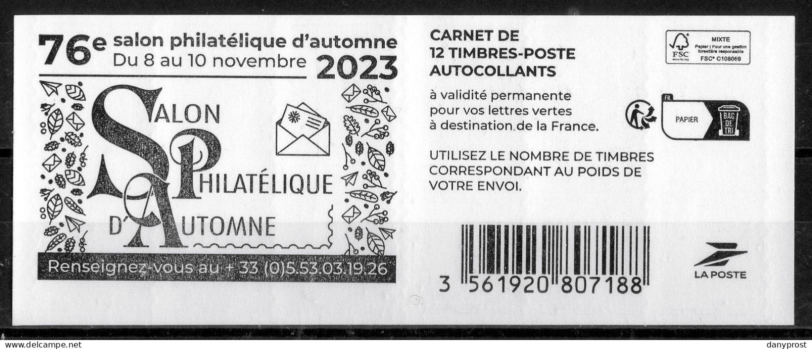 CARNET-Hors Abonnement-Variétés - 12 LV - NC....Marianne L'engagée-" 76è SALON PHILATELIQUE D'AUTOMNE " émis 13.11.23-xx - Moderne : 1959-...