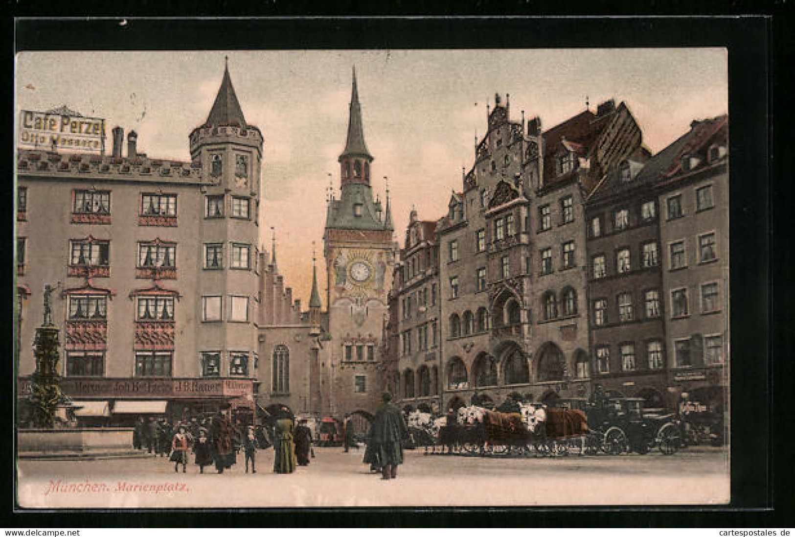 AK München, Kutschen Auf Dem Marienplatz  - Muenchen