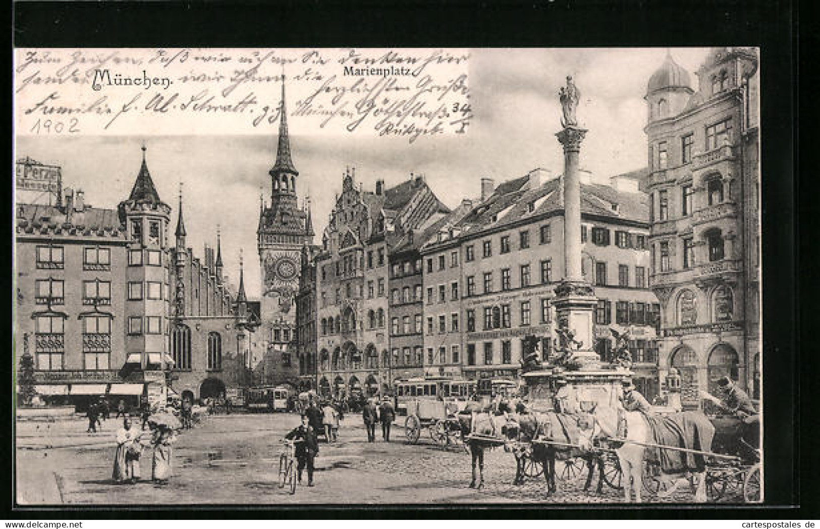 AK München, Der Marienplatz  - Muenchen