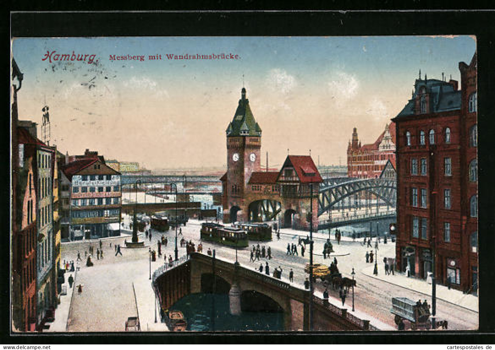 AK Hamburg, Messberg Mit Wandrahmsbrücke  - Strassenbahnen