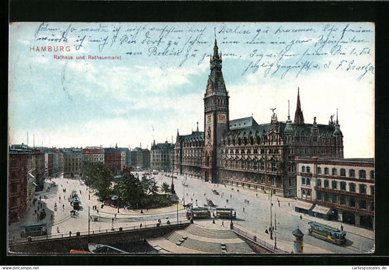 AK Hamburg, Strassenbahnen Auf Dem Rathausmarkt  - Tramways