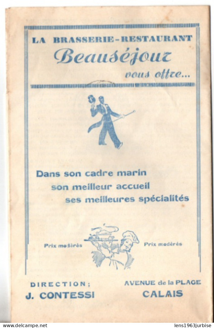 Calais , La Brasserie - Restaurant Beauséjour , Le Siège De Calais Et Le Dévouement Des Six Bourgeois , Maurice Martin ( - Dépliants Turistici