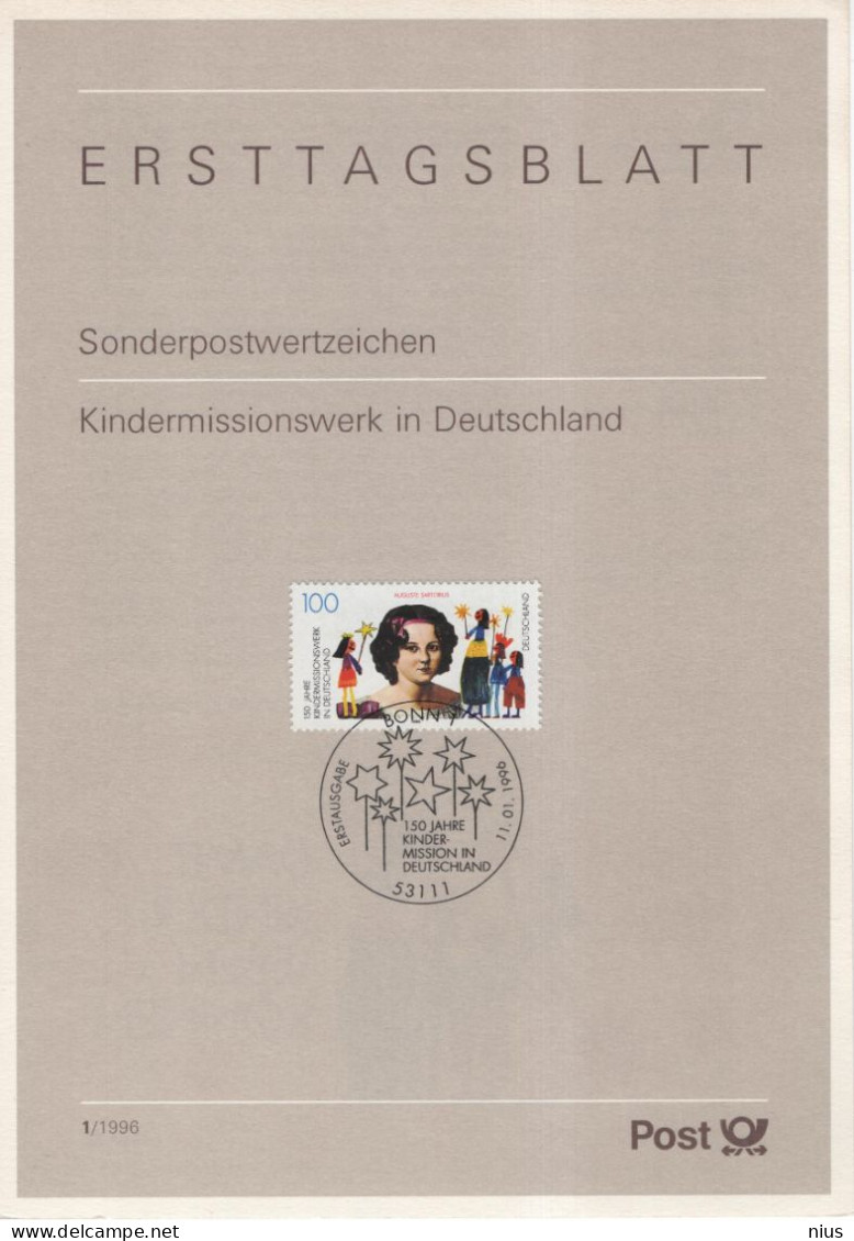 Germany Deutschland 1996-01 150 Jahre Kindermissionswerk, Children's Missionary Work, Auguste Von Sartorius, Bonn - 1991-2000