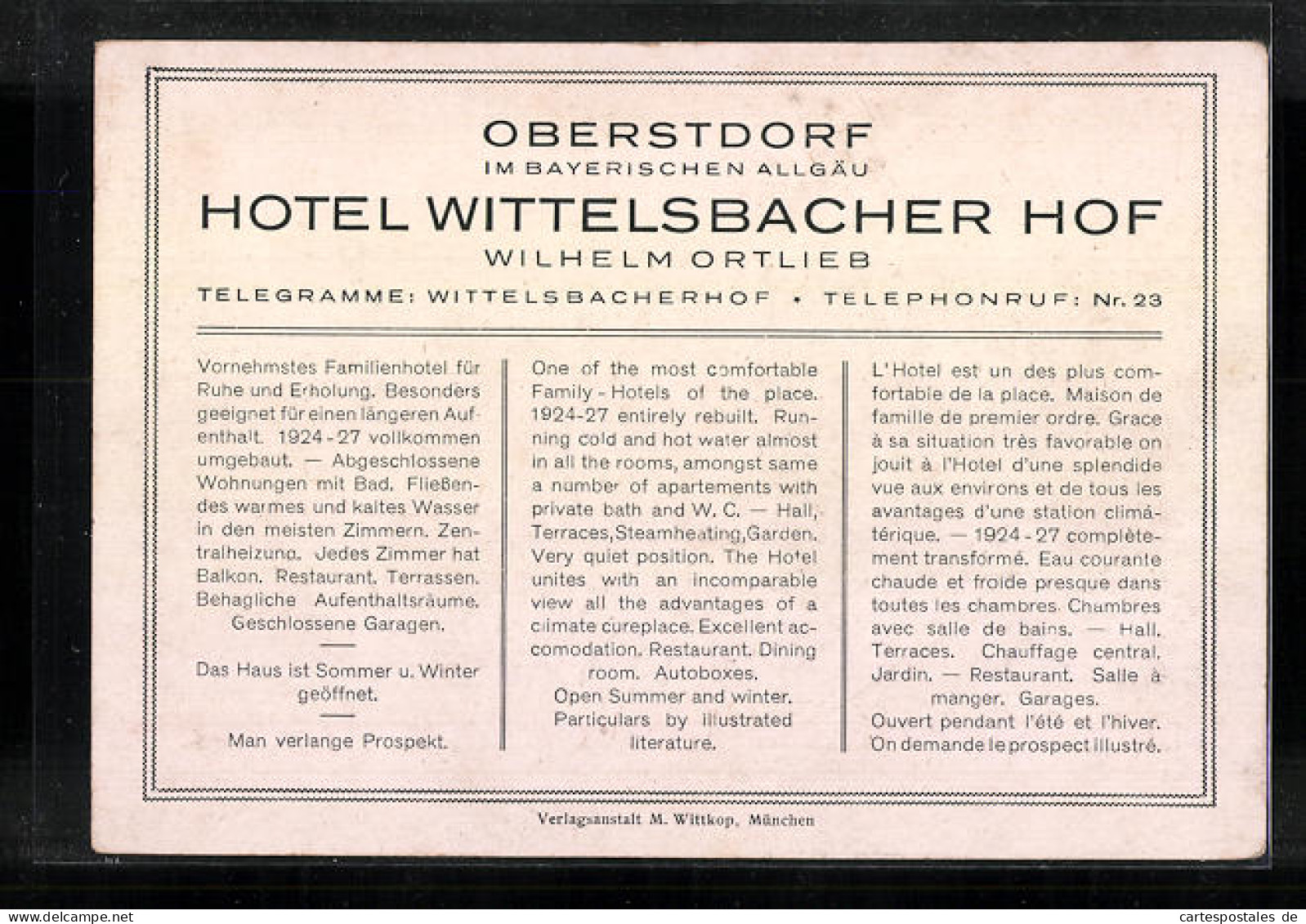 AK Oberstdorf /Bayr. Allgäu, Hotel Wittelsbacher Hof Aus Der Vogelschau  - Oberstdorf