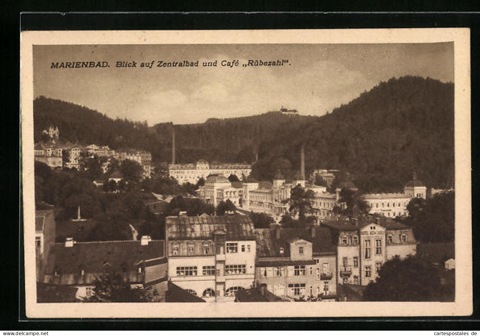 AK Marienbad, Blick Auf Zentralbad Und Café Rübezahl  - Tchéquie