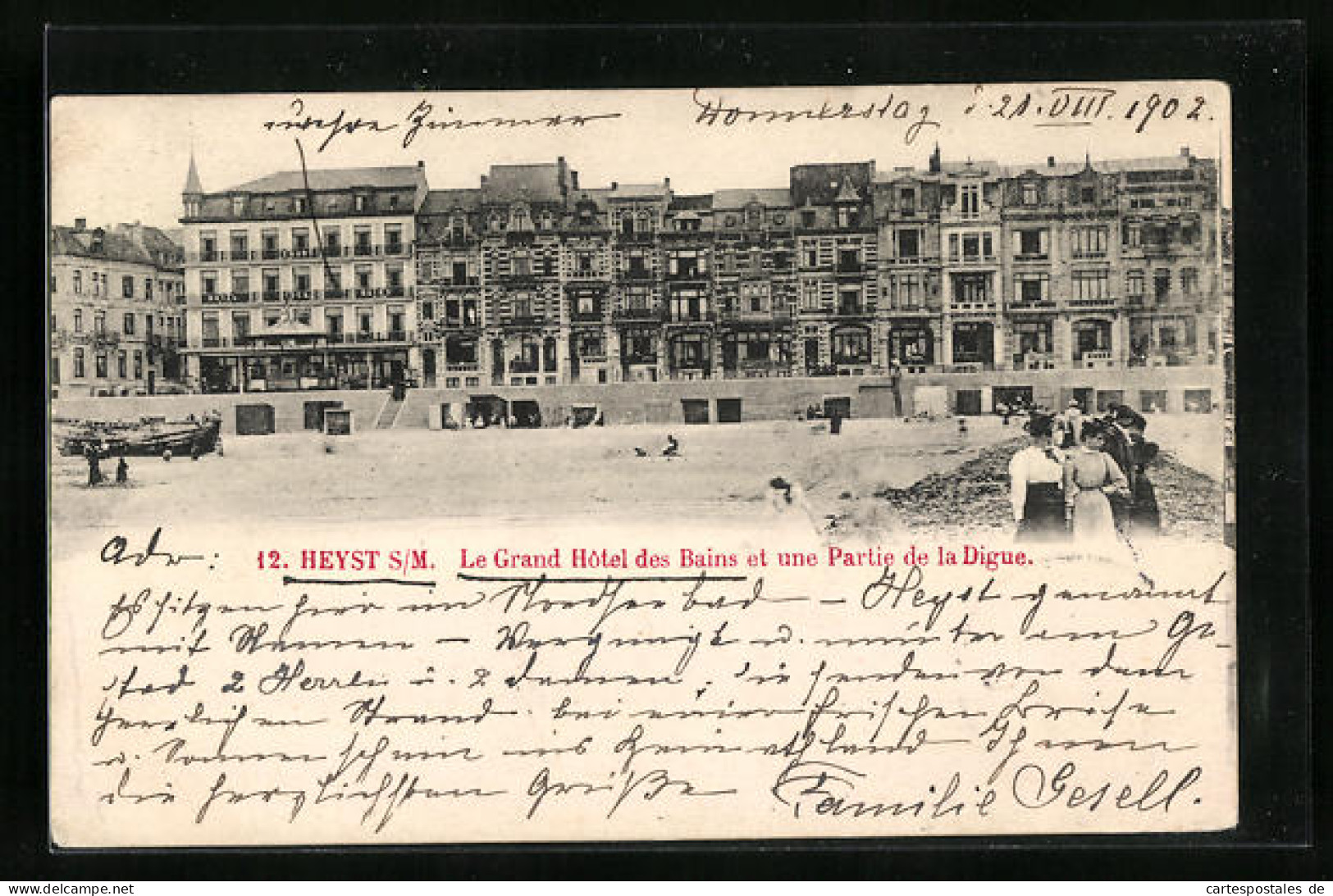 AK Heyst-sur-Mer, Le Grand Hôtel Des Bains Et Une Partie De La Digue  - Other & Unclassified