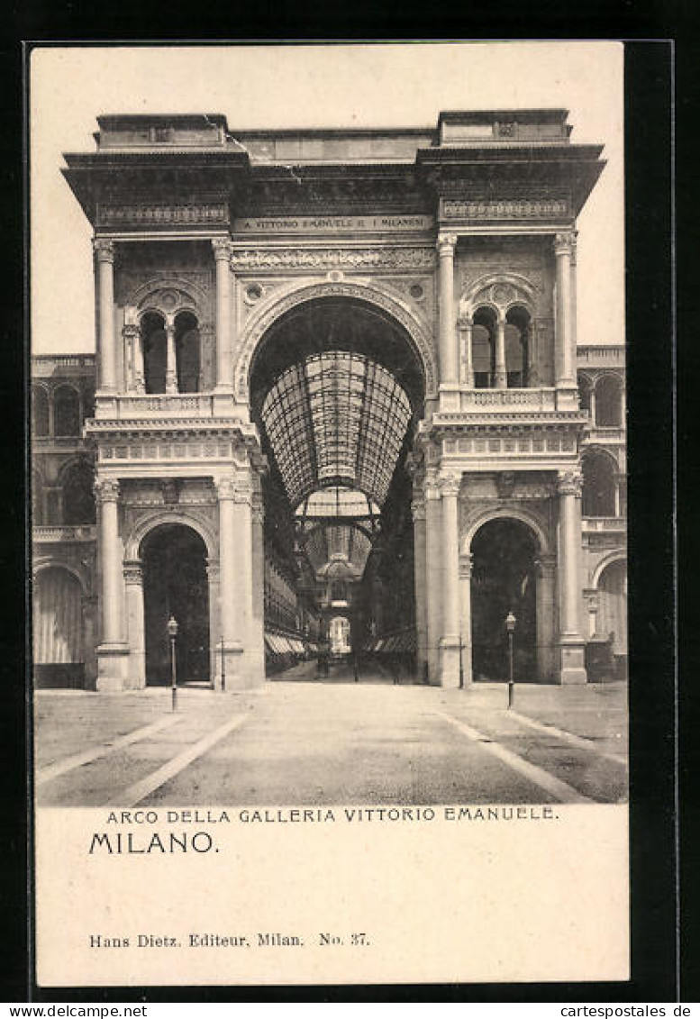 Cartolina Milano, Arco Della Galleria Vittorio Emanuele  - Milano (Milan)