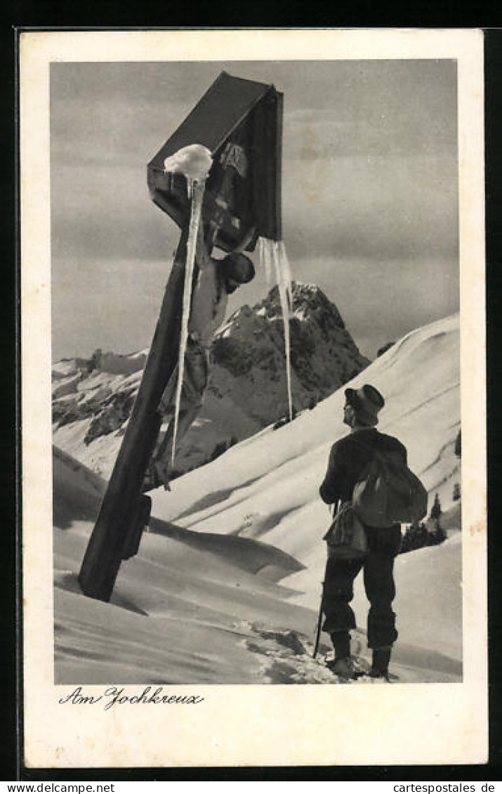 AK Bergwanderer Im Schnee Am Jochkreuz  - Sonstige & Ohne Zuordnung