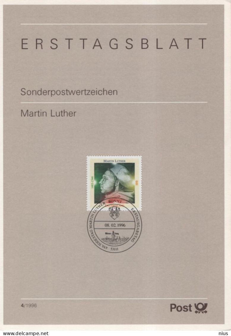 Germany Deutschland 1996-04 450. Todestag Martin Luther, Canceled In Bonn - 1991-2000