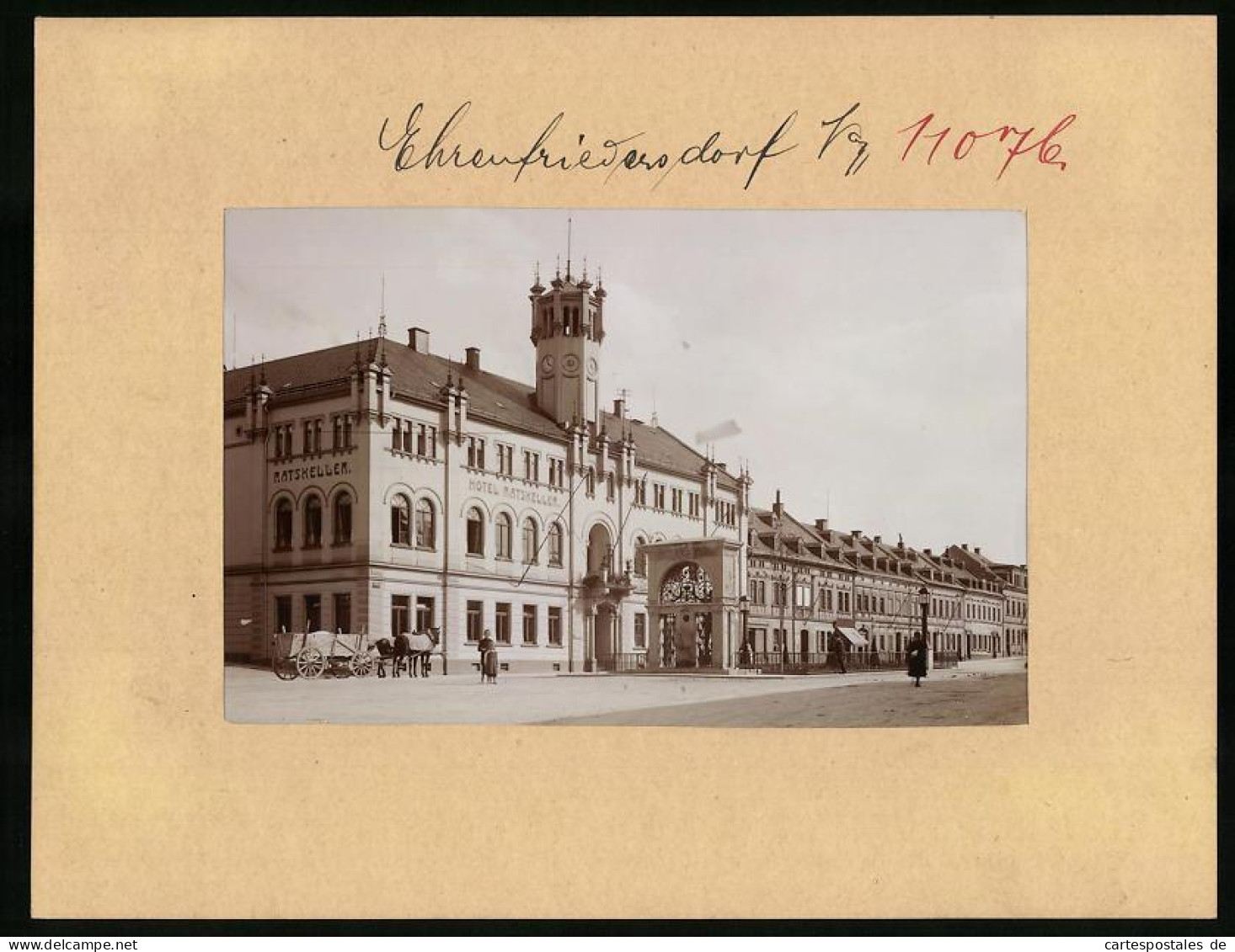 Fotografie Brück & Sohn Meissen, Ansicht Ehrenfriedersdorf, Marktplatz Mit Hotel Ratskeller, Rathaus Und Kriegerdenkm  - Lugares