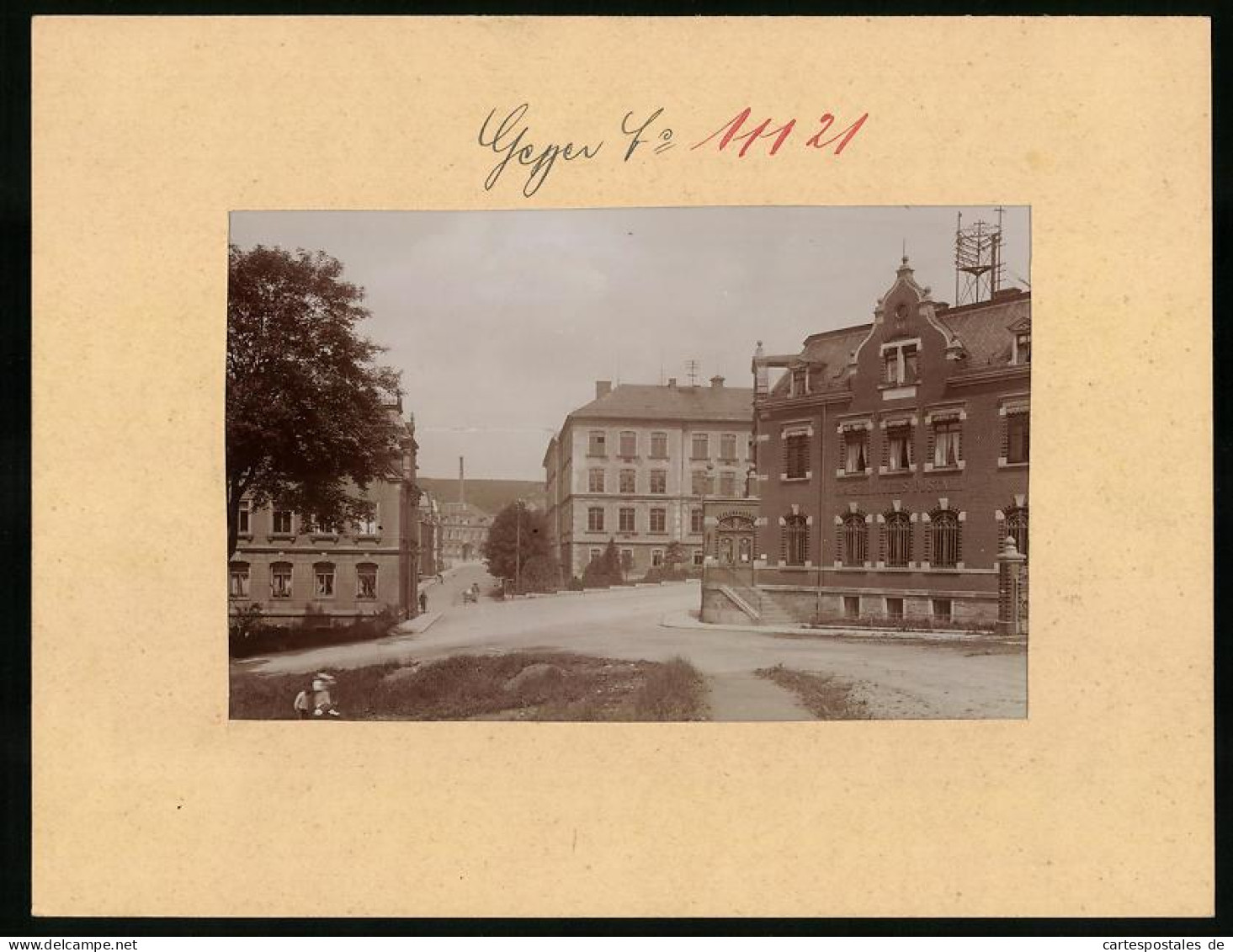 Fotografie Brück & Sohn Meissen, Ansicht Geyer I. Erzg., Strassenpartie Am Kaiserlichen Postamt  - Lieux