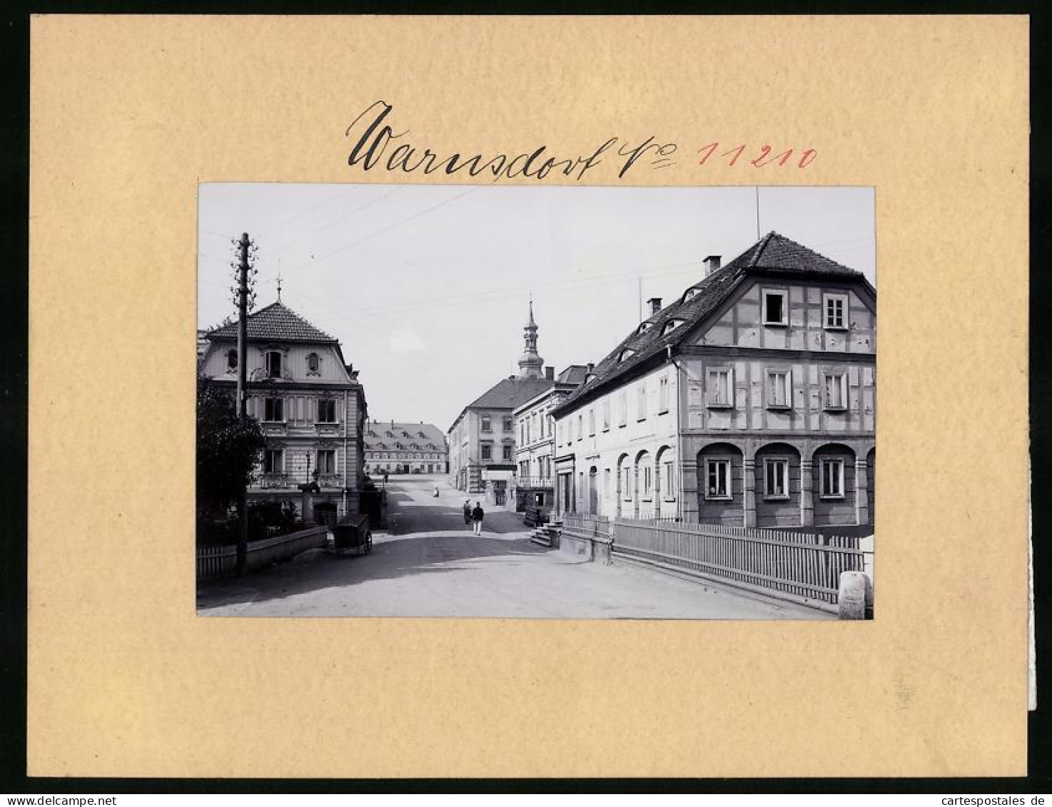 Fotografie Brück & Sohn Meissen, Ansicht Warnsdorf I. B., Blick In Die Hauptstrasse Mit Blick Zum Hotel Börse  - Lieux