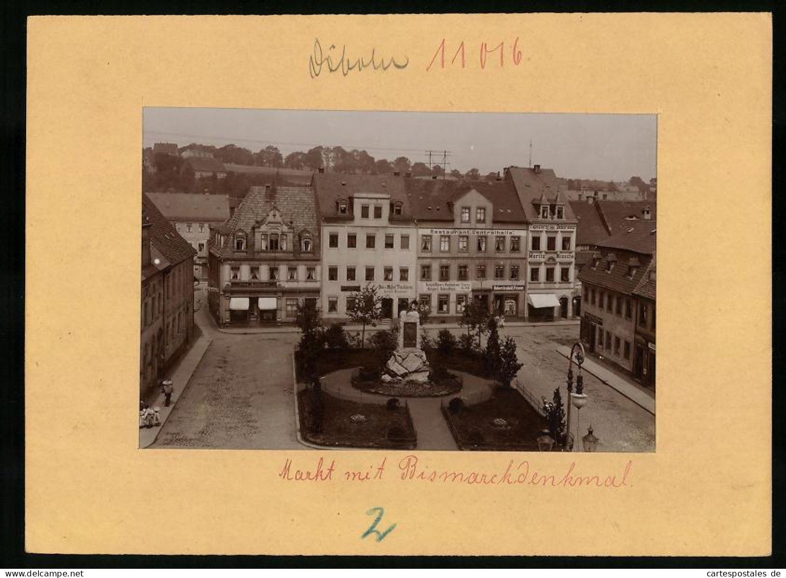 Fotografie Brück & Sohn Meissen, Ansicht Döbeln, Markt Mit Bismarckdenkmal, Restaurant Centralhalle, Tischler Kayser  - Places