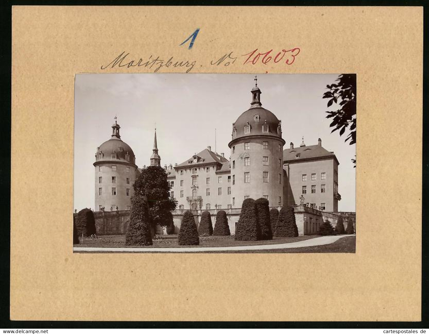 Fotografie Brück & Sohn Meissen, Ansicht Moritzburg, Frontansicht Des Jagdschlosses Moritzburg  - Orte