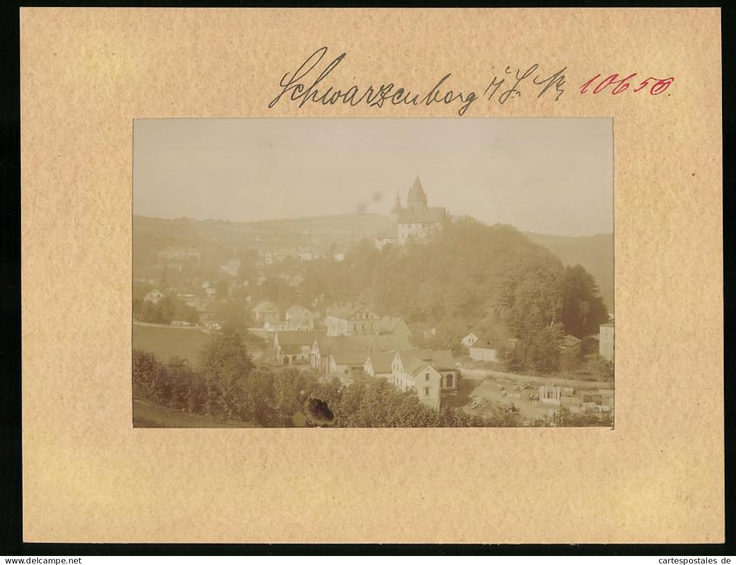 Fotografie Brück & Sohn Meissen, Ansicht Schwarzenberg I. Erzg., Blick Auf Die Stadt Mit Schloss Schwarzenberg  - Places