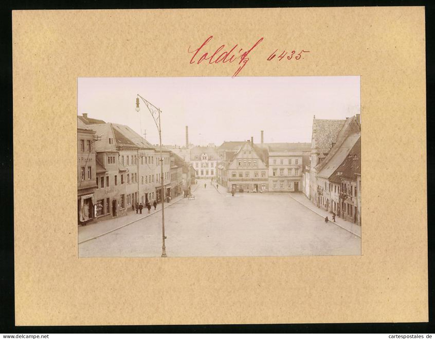 Fotografie Brück & Sohn Meissen, Ansicht Colditz, Marktplatz Mit Bäckerei Paul Fritzsche, Apotheke & Ladengeschäften  - Orte