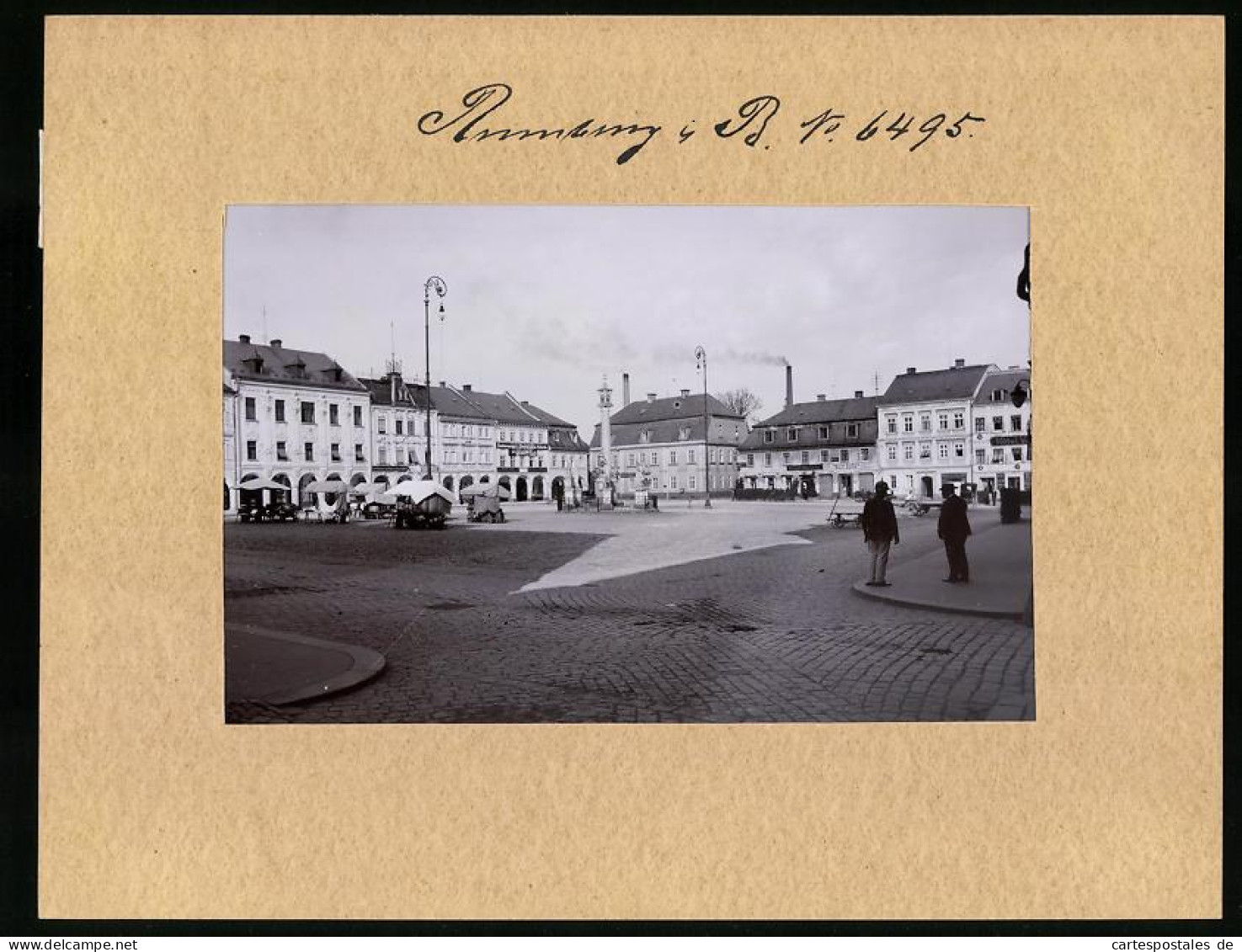 Fotografie Brück & Sohn Meissen, Ansicht Rumburg / Böhmen, Marktplatz Mit Hotelo Hirsch & Fahrrad-Handlung  - Lieux