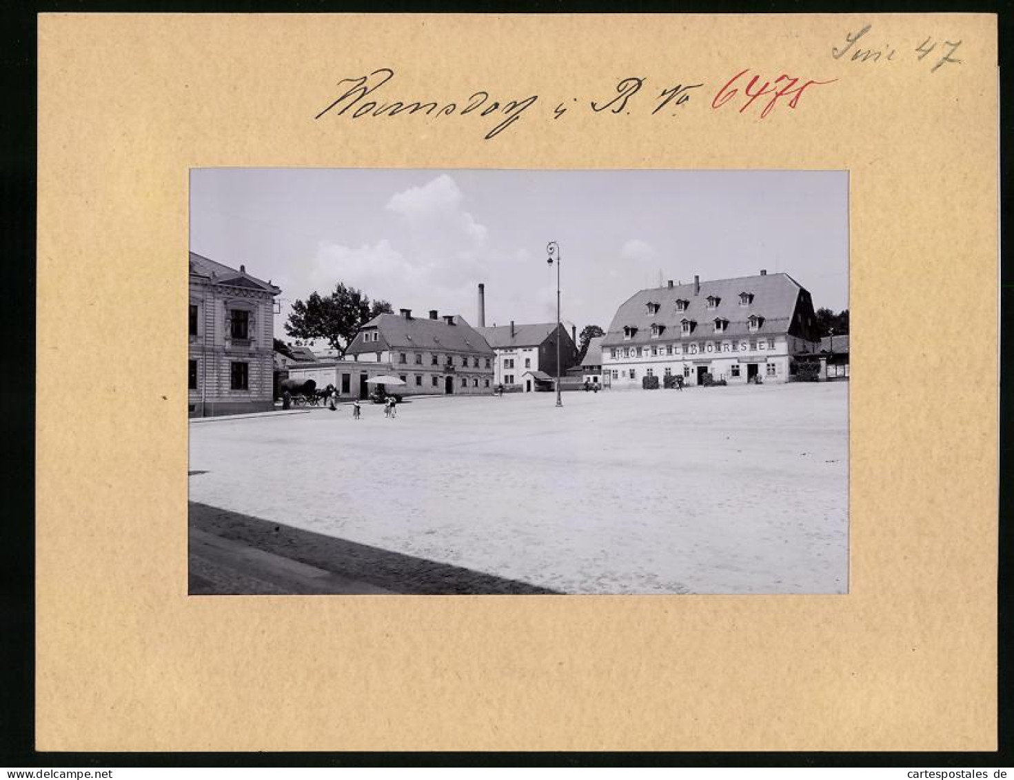 Fotografie Brück & Sohn Meissen, Ansicht Warnsdorf / Böhmen, Marktplatz Mit Hotel Börse  - Places