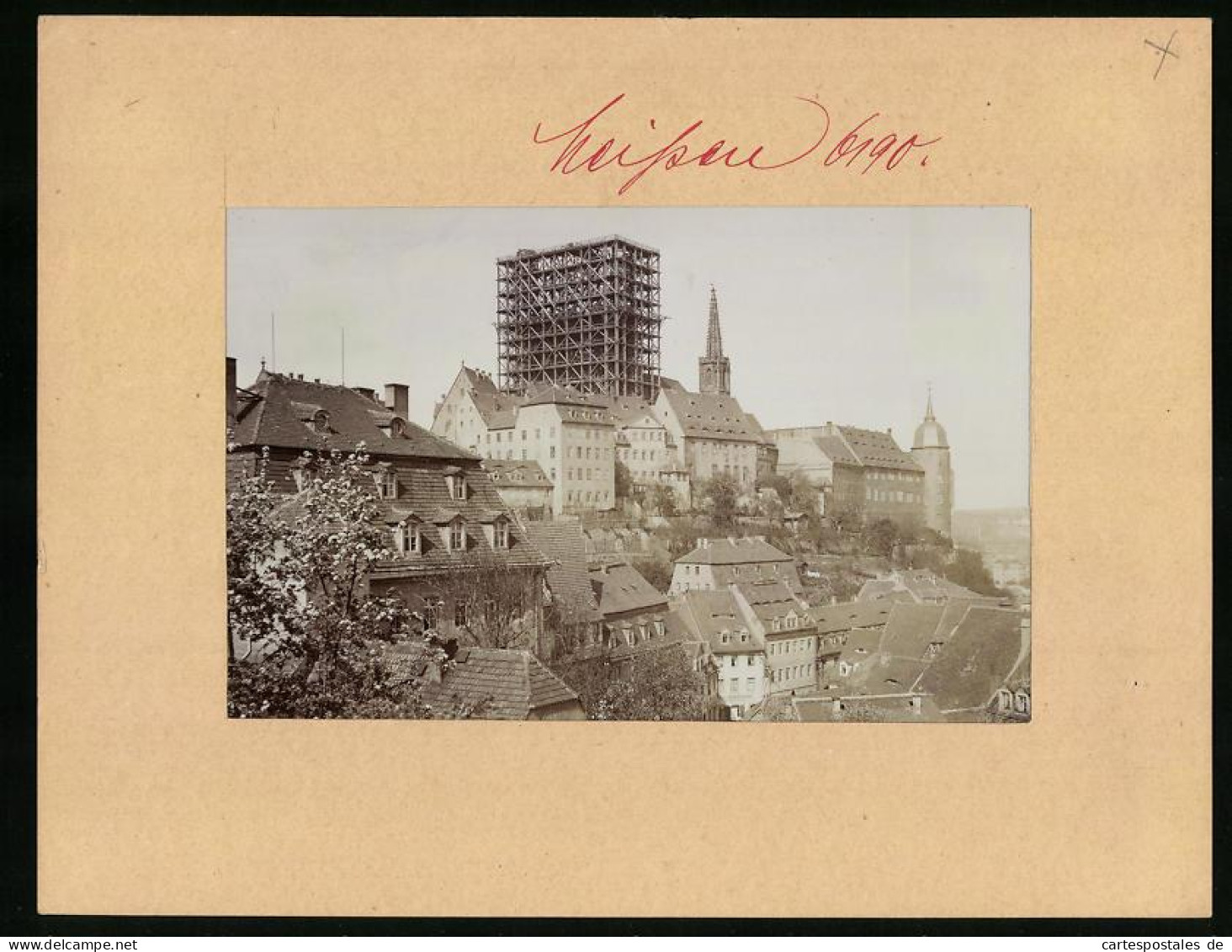 Fotografie Brück & Sohn Meissen, Ansicht Meissen I. Sa., Blick Auf Den Dom Im Baugerüst, Bischofsschloss  - Places