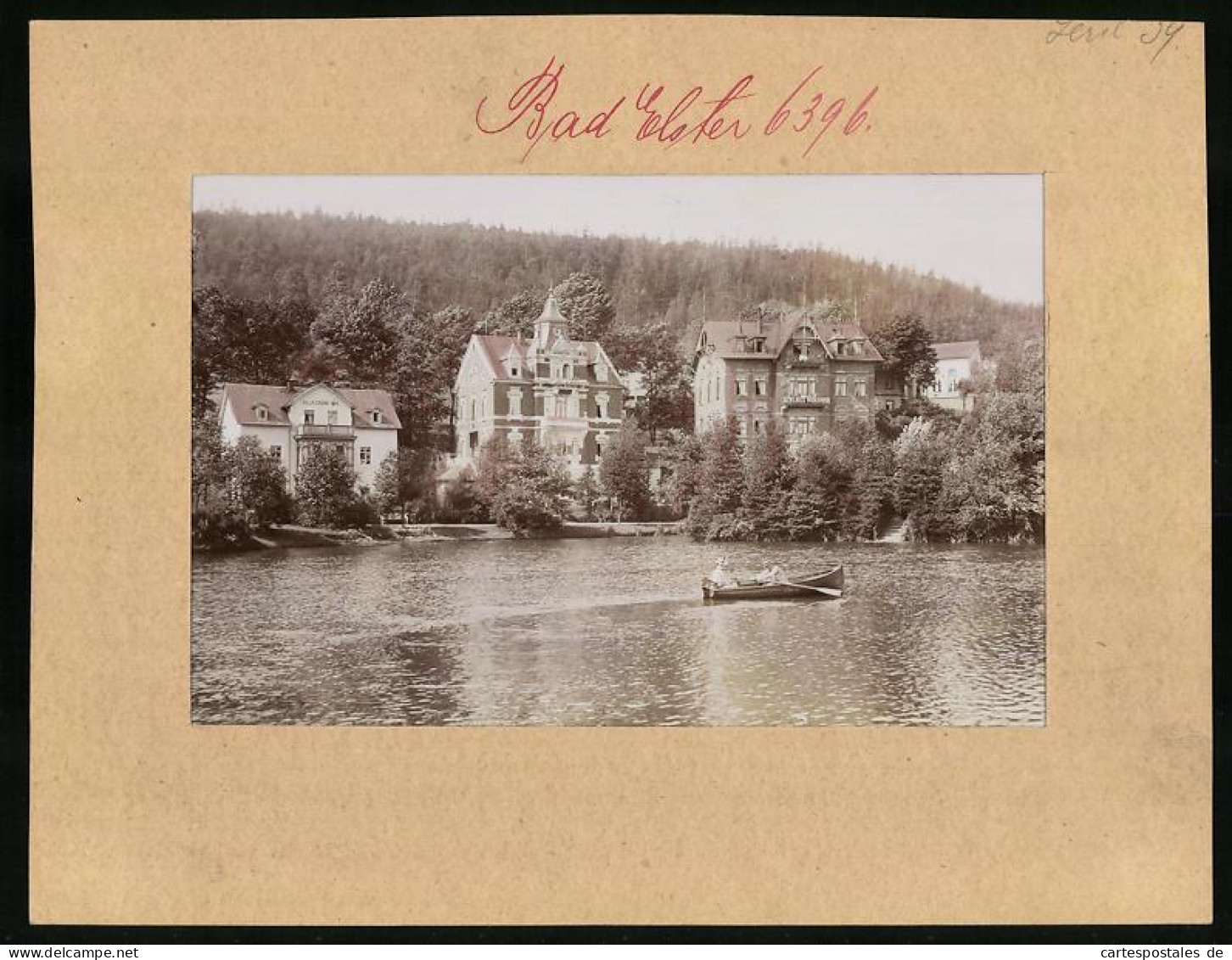 Fotografie Brück & Sohn Meissen, Ansicht Bad Elster, Partie Luisasee Mit Villa Gr. Aue, Villa Abbazia, Schloss Miramar  - Orte