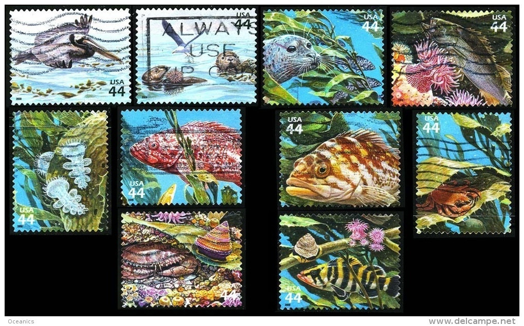 Etats-Unis / United States (Scott No.4423a-j - Forest De Varech / Kelp Forest) (o) Série / Set - Used Stamps