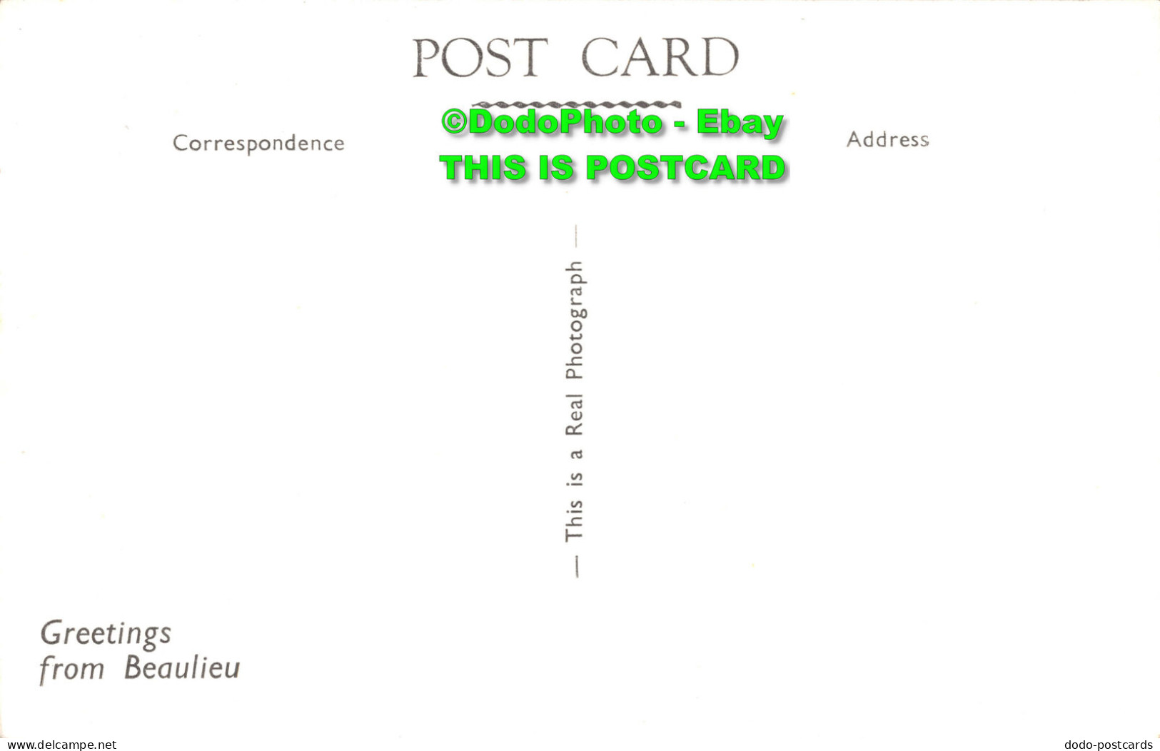 R346831 Greetings From Beaulieu. RP. Postcard - World