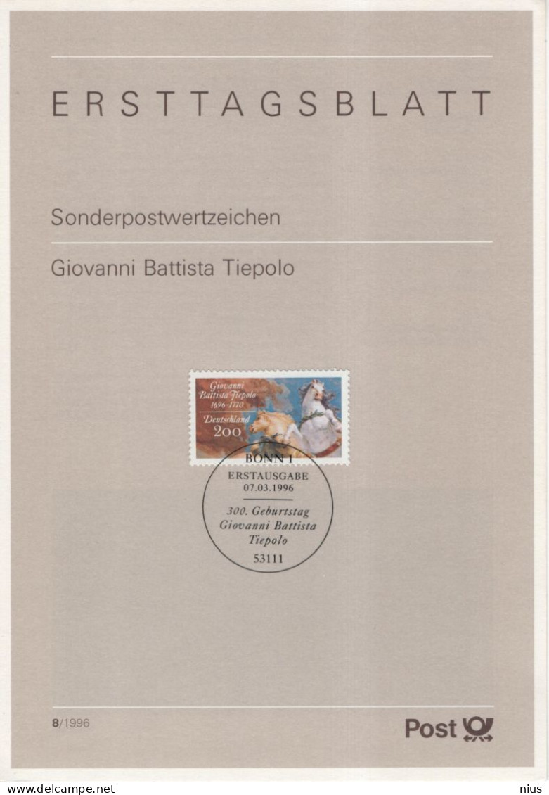 Germany Deutschland 1996-08 Giovanni Battista Tiepolo, Italian Painter, Italy, Canceled In Bonn - 1991-2000