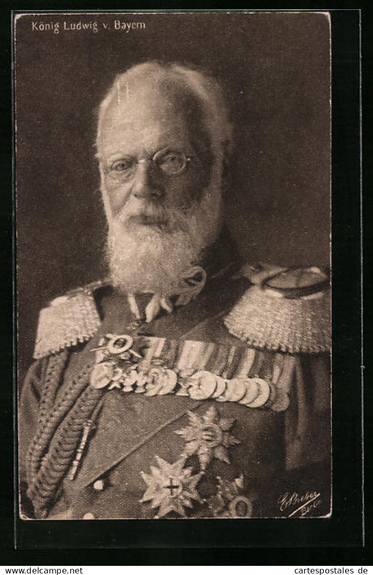 AK König Ludwig III. In Uniform Mit Epauletten  - Familles Royales