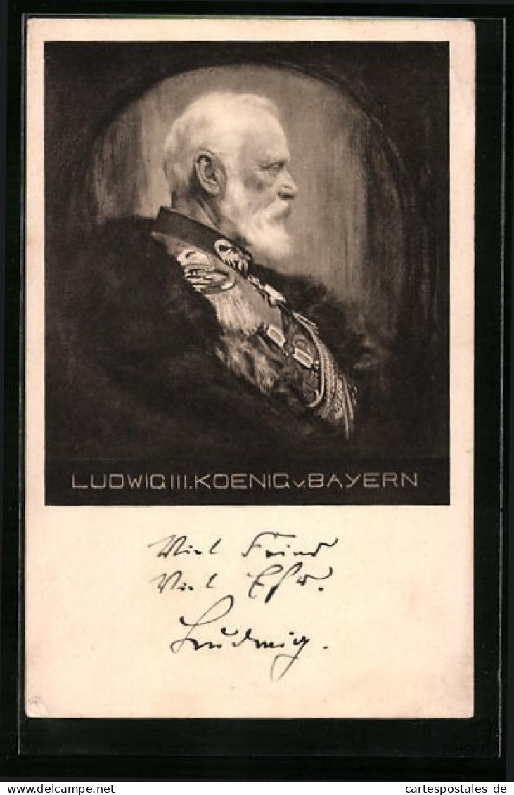 Künstler-AK Seitenportrait Des König Ludwig III.  - Familles Royales