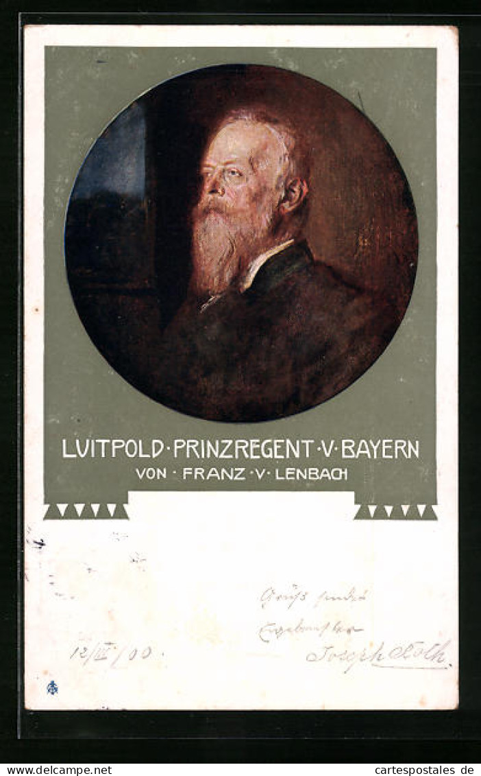 AK Prinzregent Luitpold Auf Einem Bild Von Franz V. Lenbach  - Familles Royales