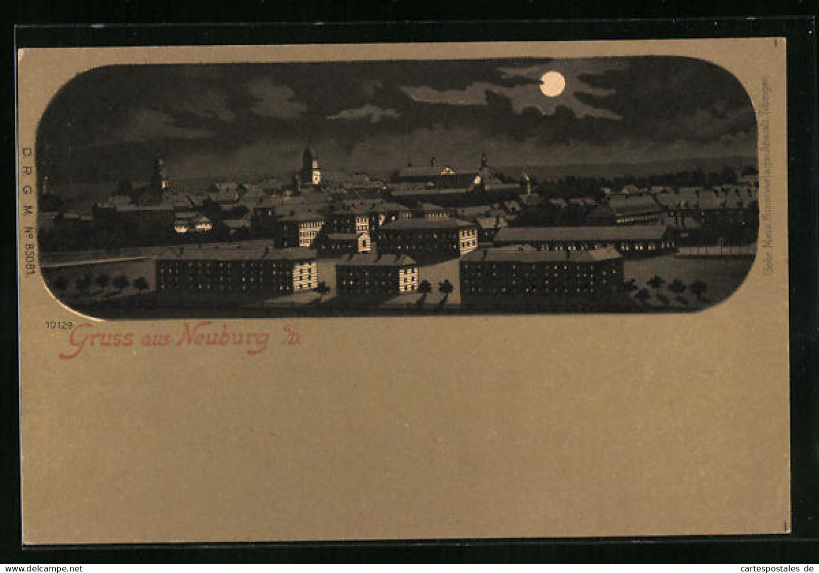 Mondschein-Lithographie Neuburg A. D., Ortsansicht Bei Nacht  - Neuburg