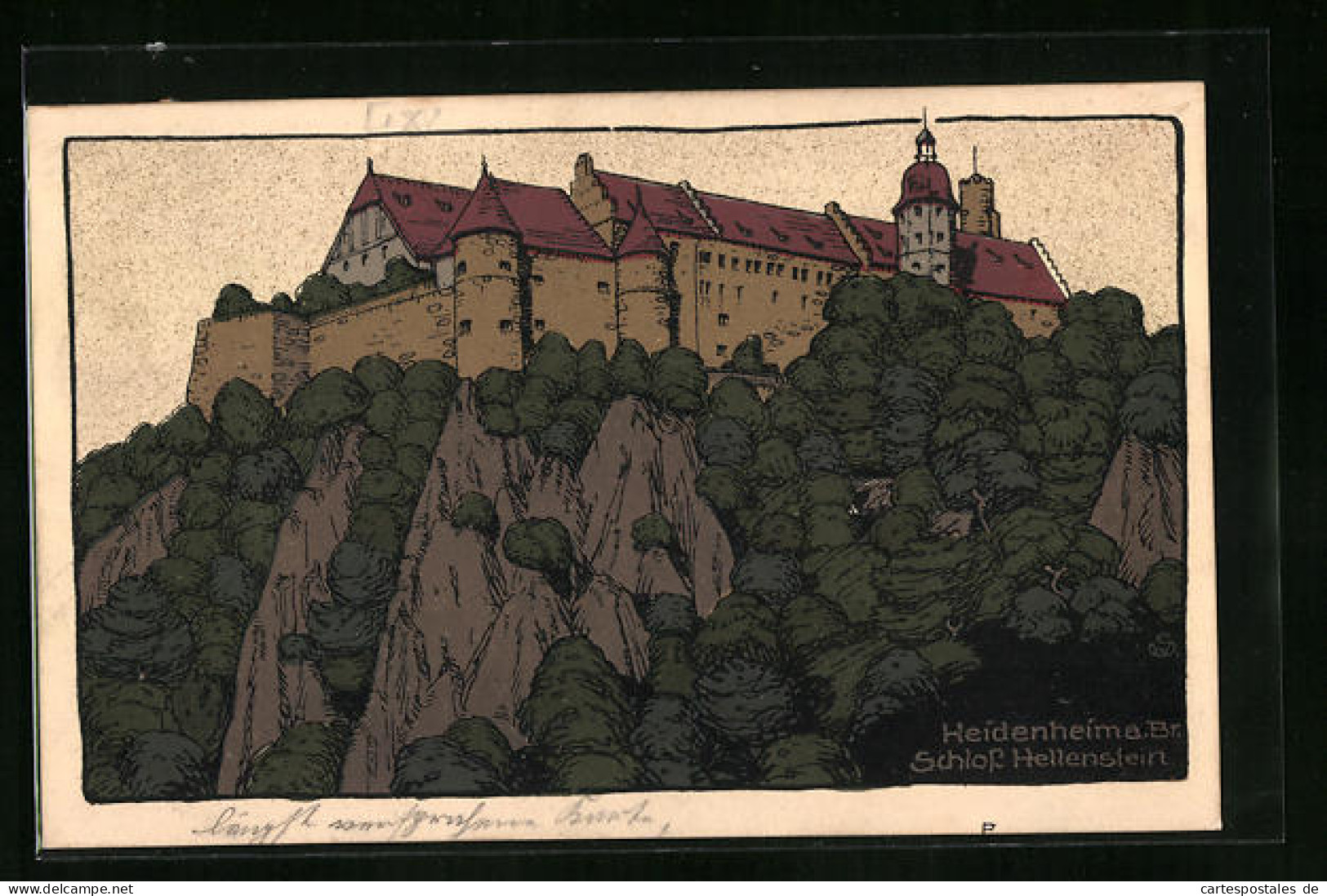 Steindruck-AK Heidenheim A. Br., Ansicht Des Schlosses Hellenstein  - Autres & Non Classés